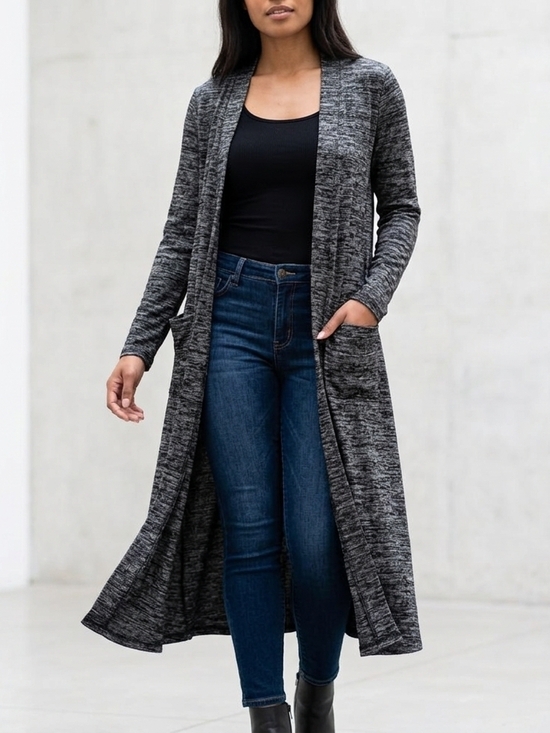 LuLaRoe Sweaters - LuLaRoe Long Open-Front "Sarah" Duster Cardigan - Charcoal Heather